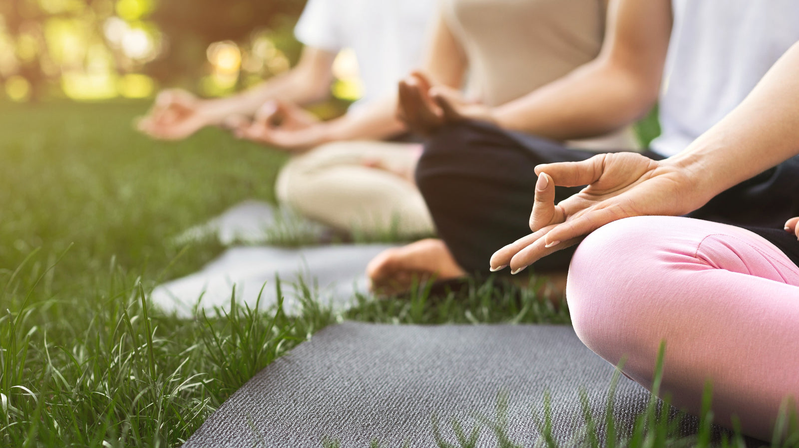 Ladies practicing yoga