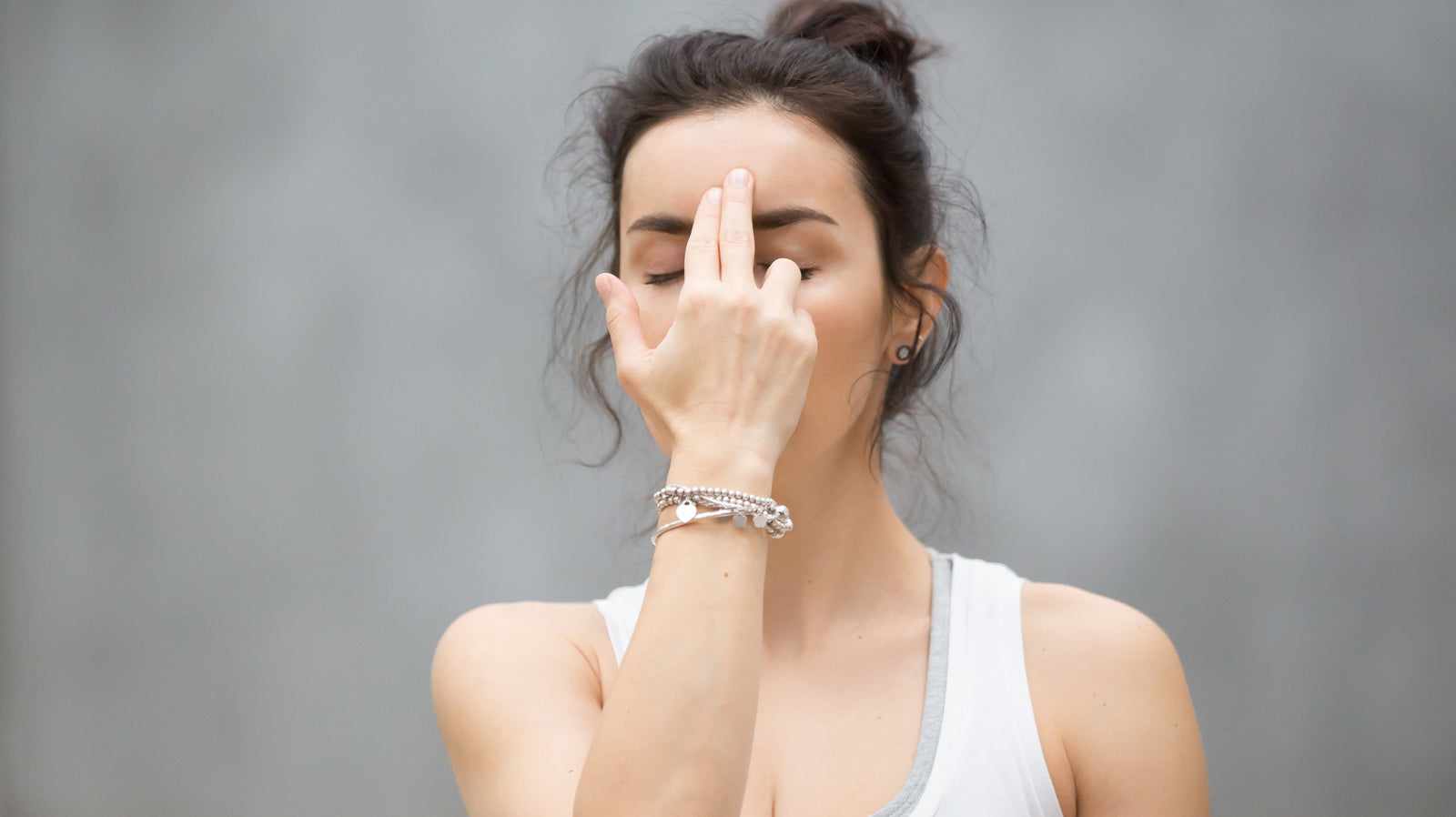 Young Woman Practicing Alternate Nostril Breathing