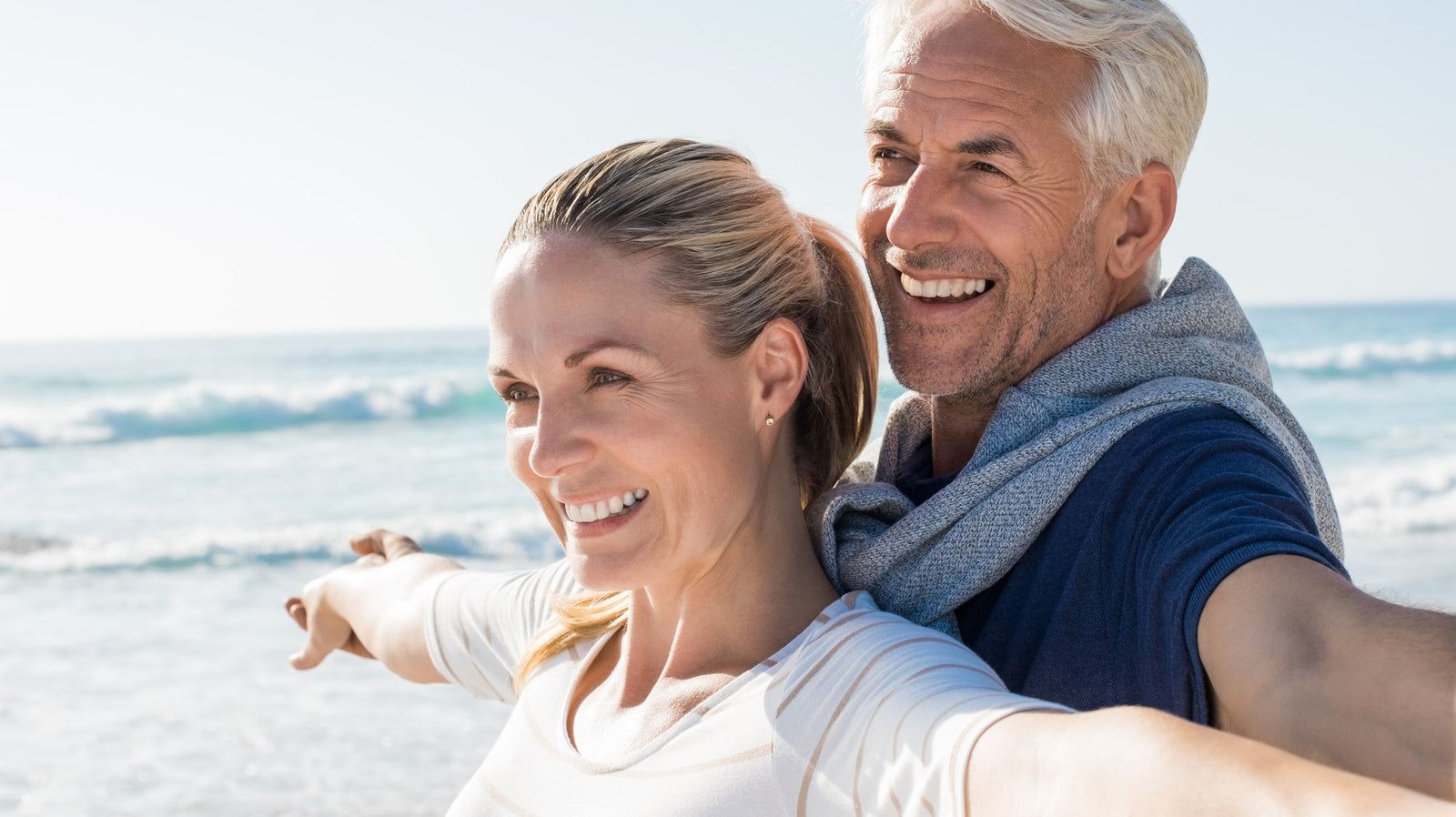 Senior healthy couple on the beach