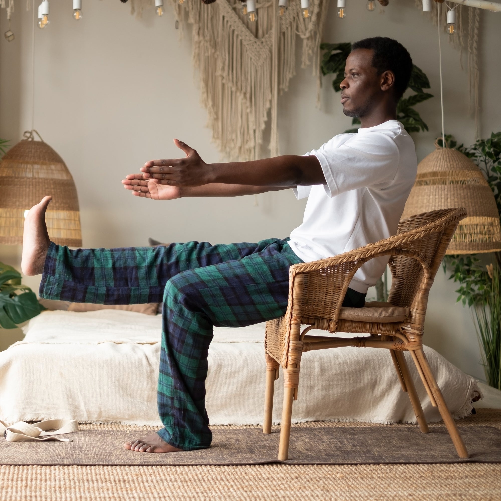 Man doing Chair Yoga