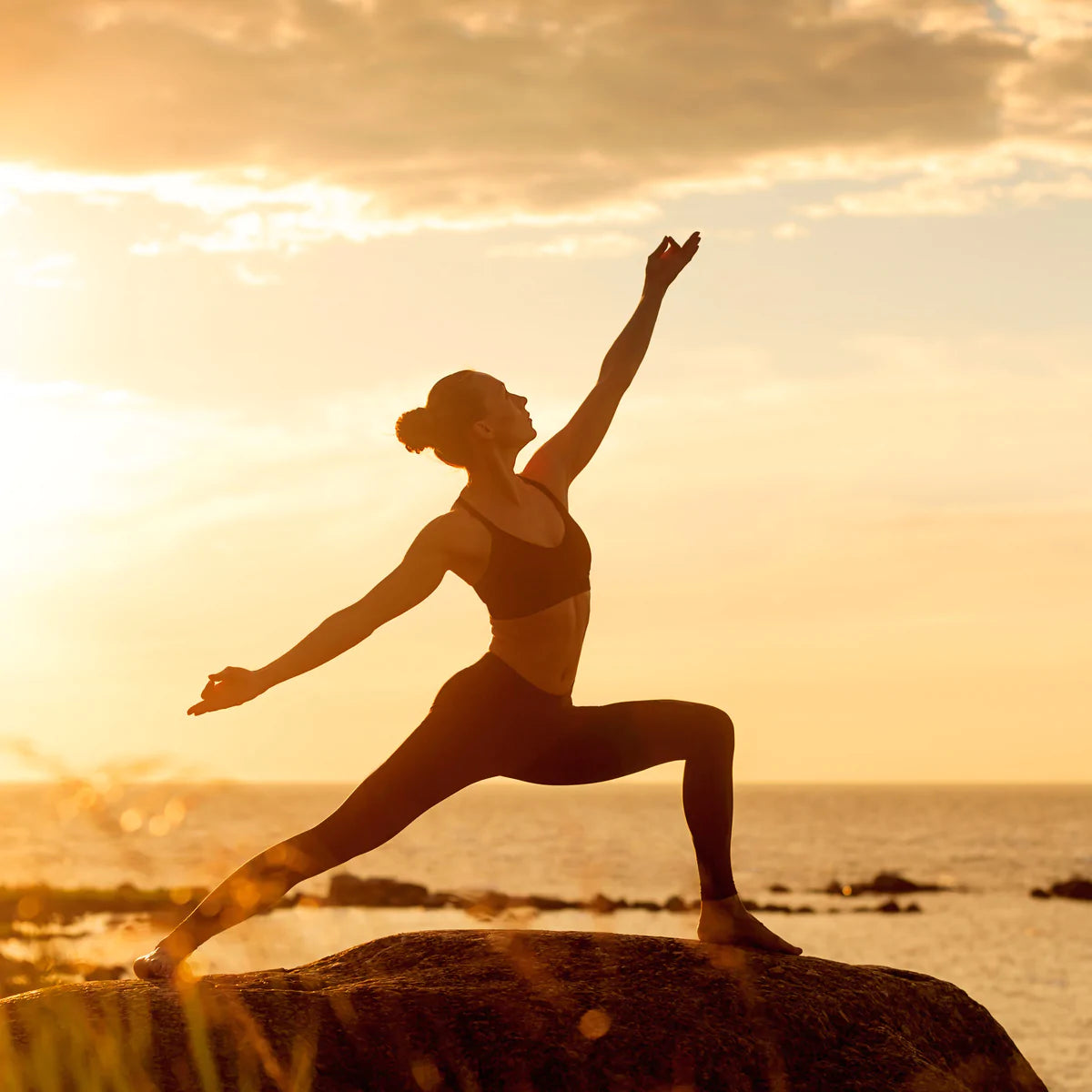 Yoga posture sun warrior